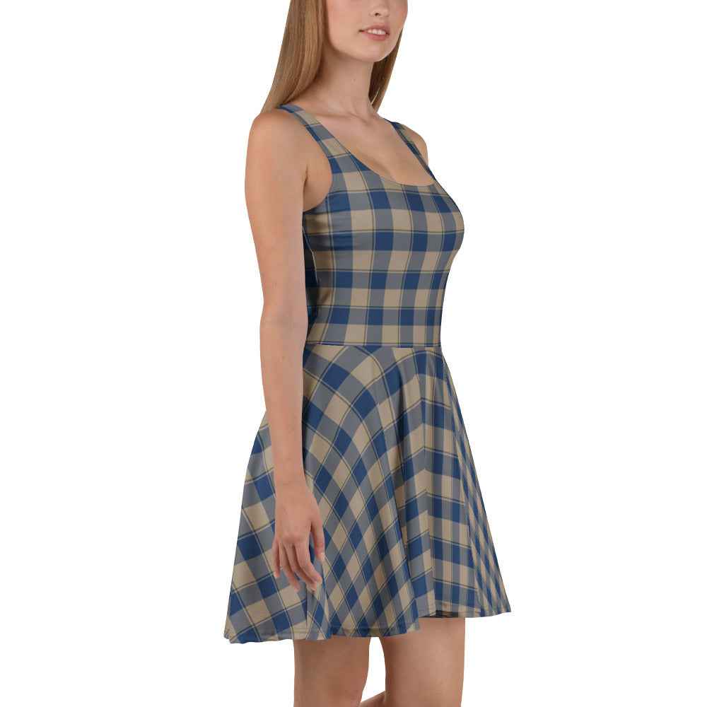 Cello and Donkey Brown Plaid Skater Dress - Scottish Squares