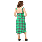 Tie-Strap Midi Dress Spring Green and Finlandia Plaid - Scottish Squares