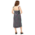 Tie-Strap Midi Dress Ocean Green and Mulberry Wood Plaid - Scottish Squares