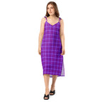 Tie-Strap Midi Dress Electric Violet and Fuchsia Plaid - Scottish Squares