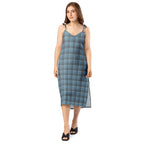 Tie-Strap Midi Dress Hoki and Shuttle Gray Plaid - Scottish Squares