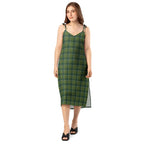 Tie-Strap Midi Dress Woodland and Evergreen Plaid - Scottish Squares