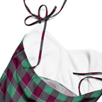 Tie-Strap Midi Dress Ocean Green and Mulberry Wood Plaid - Scottish Squares