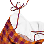 Tie-Strap Midi Dress Tahiti Gold and Rose Bud Cherry Plaid - Scottish Squares