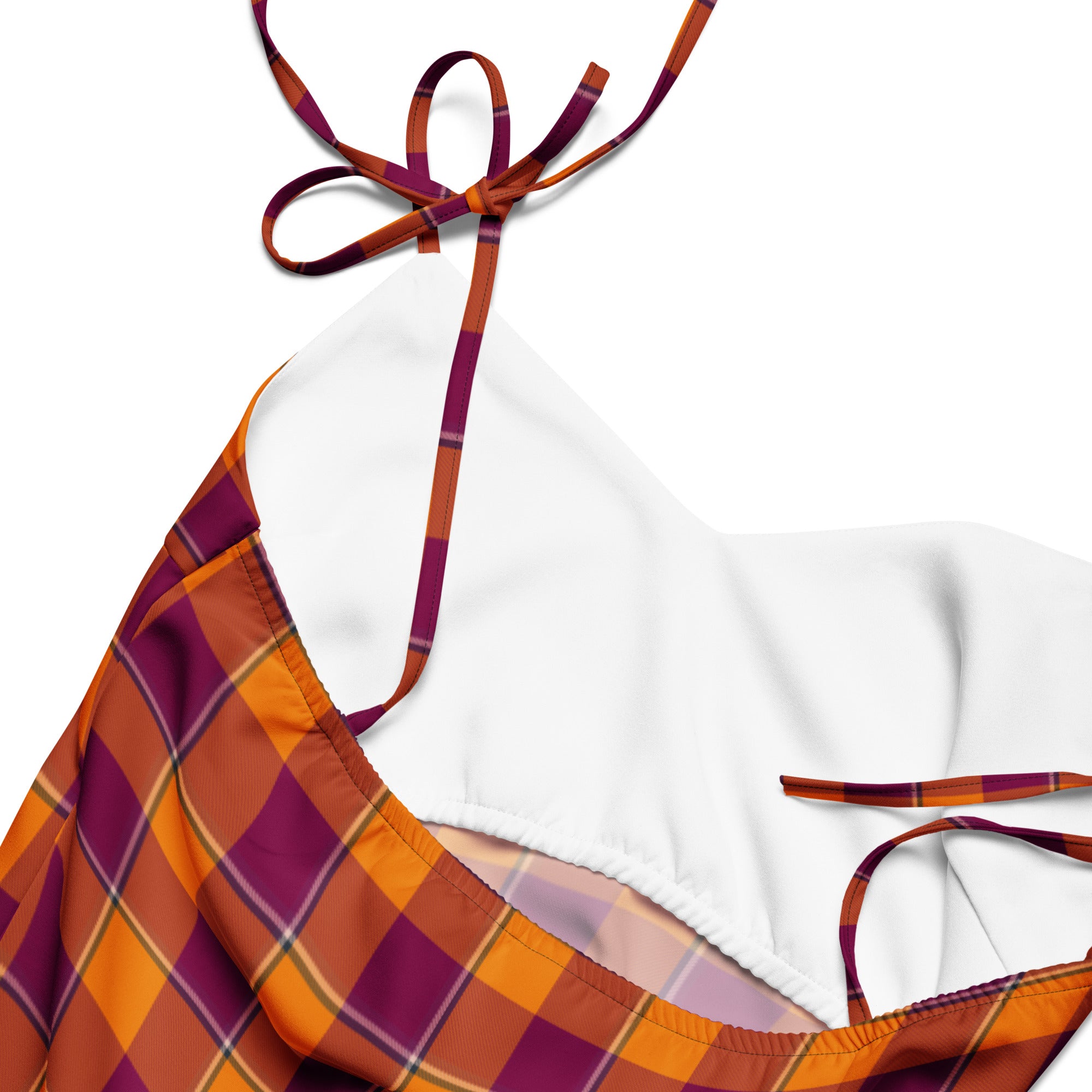 Tie-Strap Midi Dress Tahiti Gold and Rose Bud Cherry Plaid - Scottish Squares