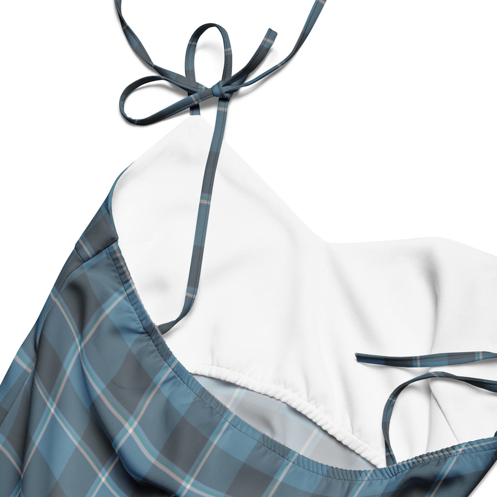 Tie-Strap Midi Dress Hoki and Shuttle Gray Plaid - Scottish Squares