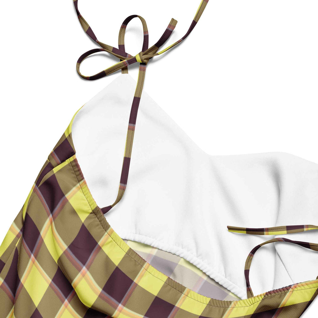 Tie-Strap Midi Dress Flax and Livid Brown Plaid - Scottish Squares