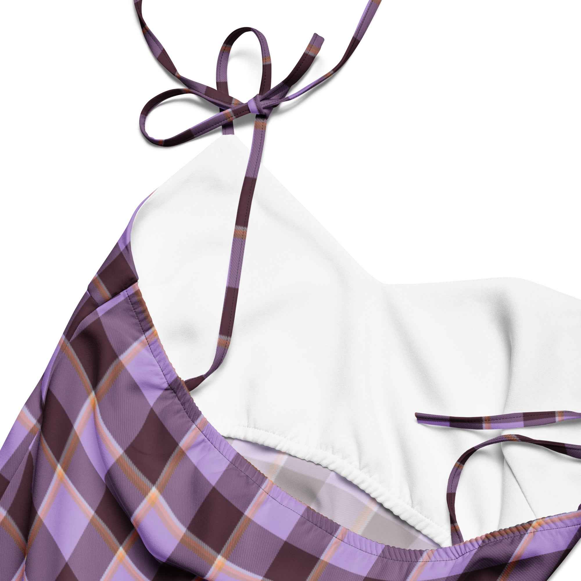 Tie-Strap Midi Dress Light Wisteria and Livid Brown Plaid - Scottish Squares