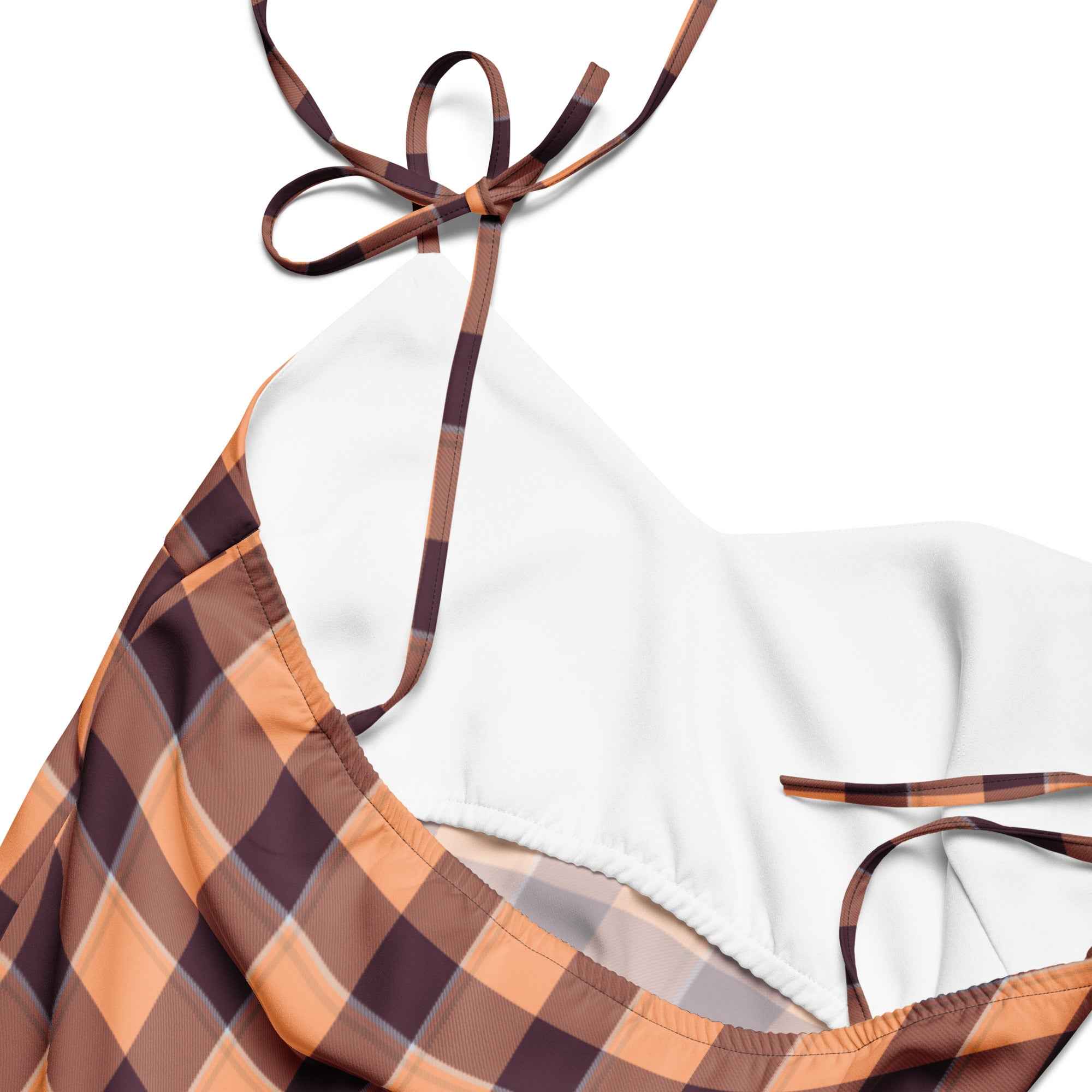 Tie-Strap Midi Dress Hit Pink and Livid Brown Plaid - Scottish Squares