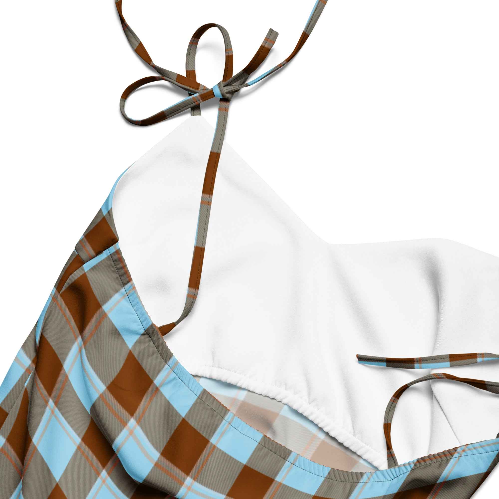 Tie-Strap Midi Dress Blizzard Blue and Livid Brown Plaid - Scottish Squares