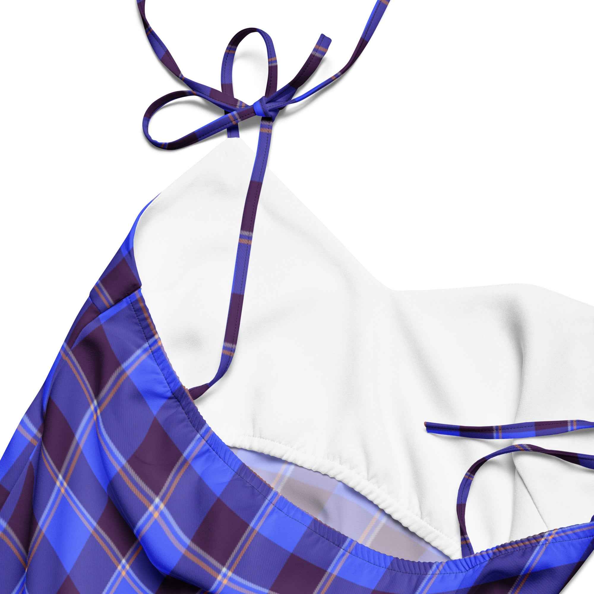 Tie-Strap Midi Dress Cornflower Blue and Livid Brown Plaid - Scottish Squares