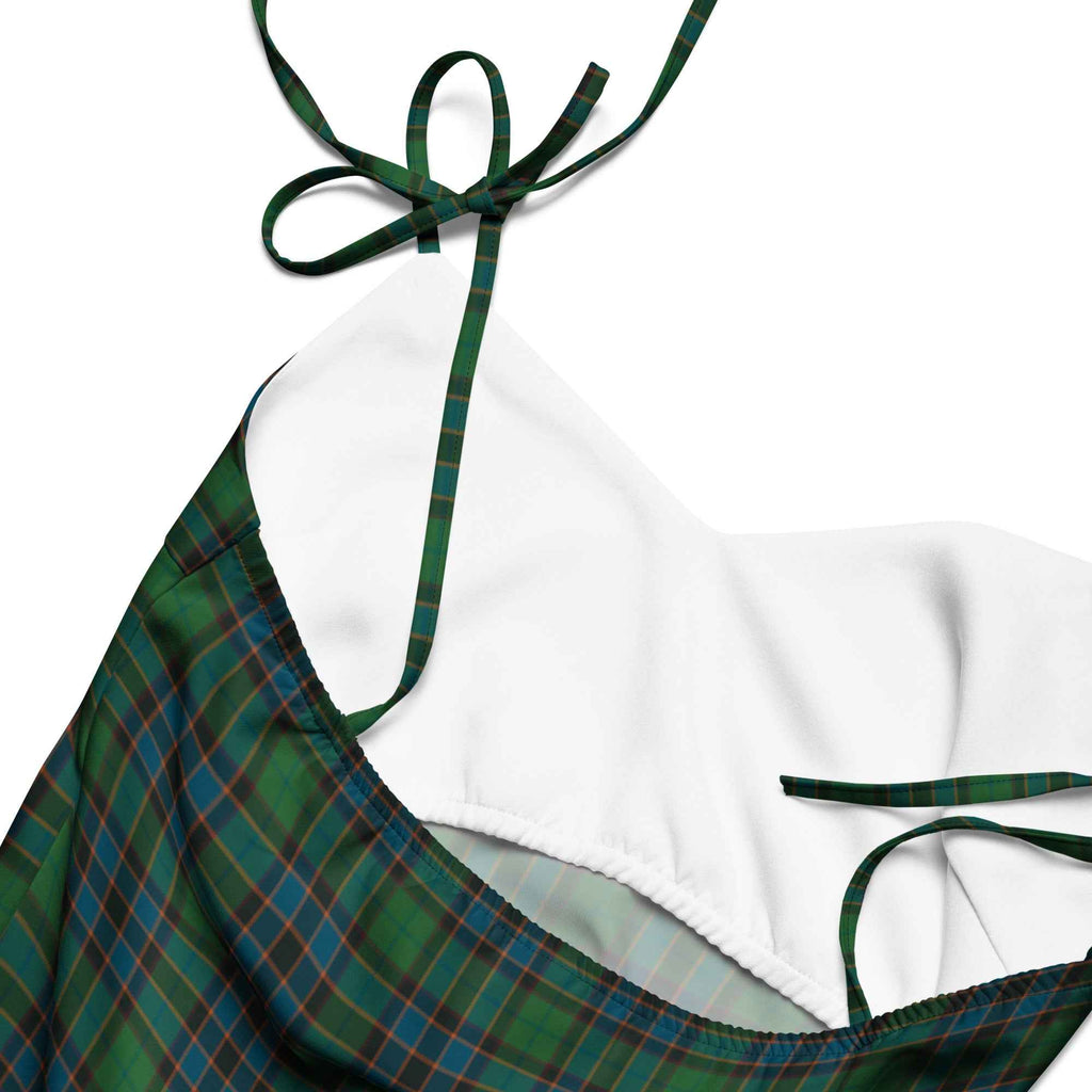 Tie-Strap Midi Dress Green Blue Orange Plaid Tartan