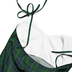 Tie-Strap Midi Dress Green Blue Orange Plaid Tartan