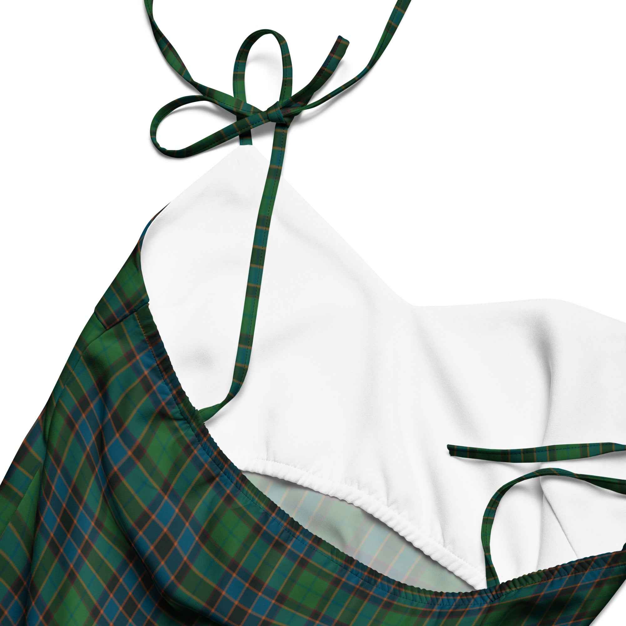 Tie-Strap Midi Dress Green Blue Orange Plaid Tartan