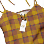 Tie-Strap Midi Dress Potters Clay and Pizza Plaid - Scottish Squares