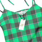 Tie-Strap Midi Dress Spring Green and Finlandia Plaid - Scottish Squares