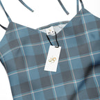 Tie-Strap Midi Dress Hoki and Shuttle Gray Plaid - Scottish Squares