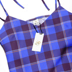 Tie-Strap Midi Dress Cornflower Blue and Livid Brown Plaid - Scottish Squares