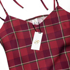 Tie-Strap Midi Dress Old Brick and Cab Sav Plaid - Scottish Squares