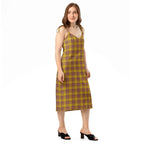 Tie-Strap Midi Dress Potters Clay and Pizza Plaid - Scottish Squares