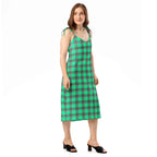 Tie-Strap Midi Dress Spring Green and Finlandia Plaid - Scottish Squares
