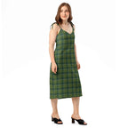 Tie-Strap Midi Dress Woodland and Evergreen Plaid - Scottish Squares