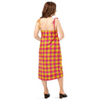 Tie-Strap Midi Dress Corn and Razzmatazz Plaid - Scottish Squares