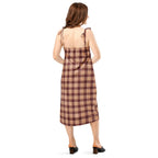 Tie-Strap Midi Dress Whiskey and Livid Brown Plaid - Scottish Squares