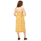 Tie-Strap Midi Dress Kidney Cancer Awareness Plaid, Orange Ribbon, Supportive Gift - Scottish Squares