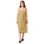 Tie-Strap Midi Dress Zombie and Copper Plaid - Scottish Squares