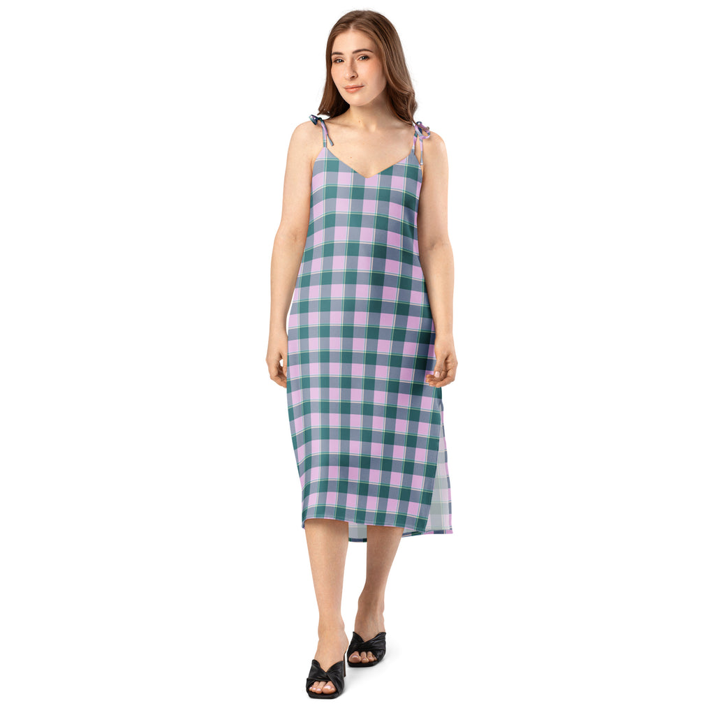 Tie-Strap Midi Dress Ming and Melanie Plaid - Scottish Squares