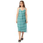 Tie-Strap Midi Dress Cervical Cancer Awareness Plaid, Teal Ribbon, Supportive Gift - Scottish Squares