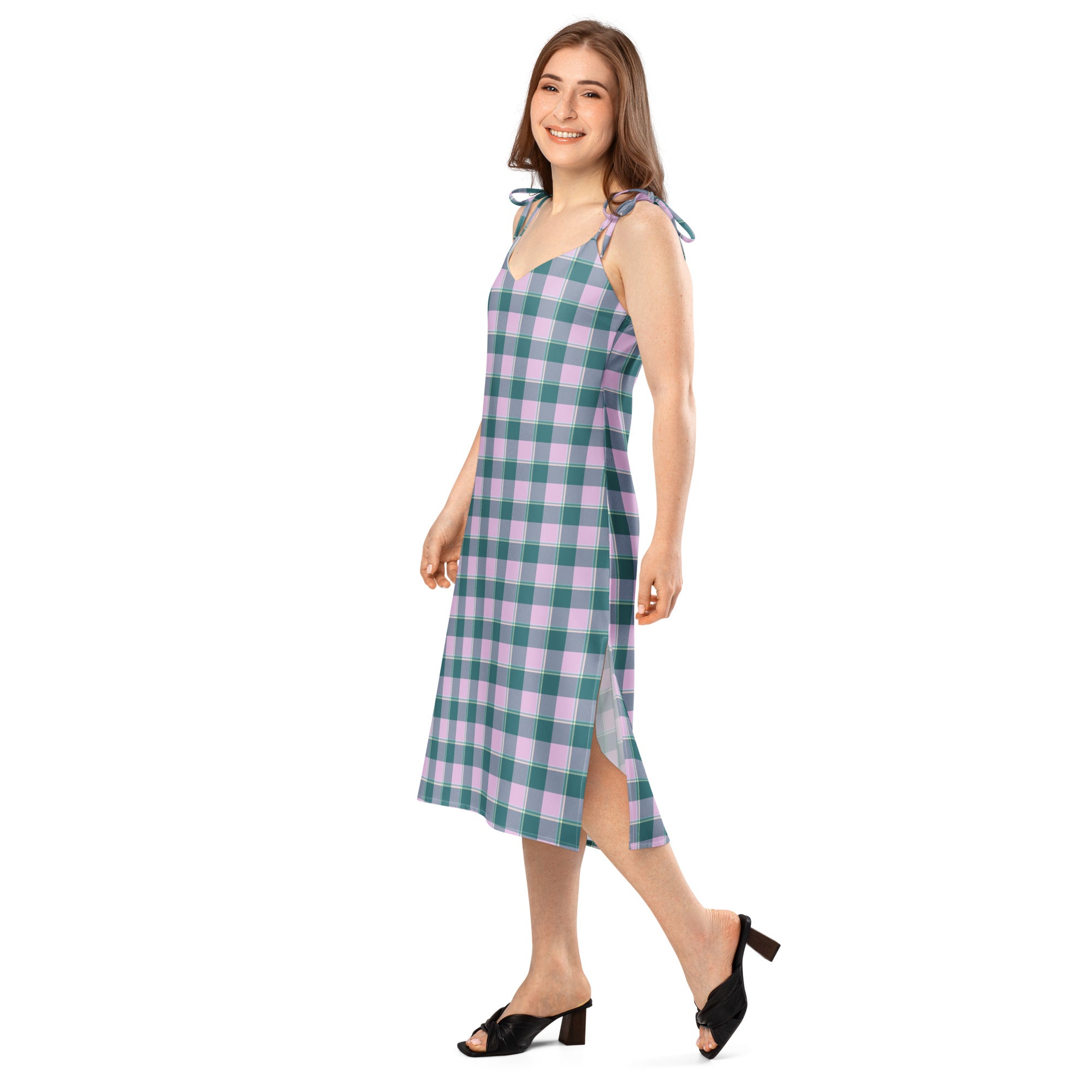 Tie-Strap Midi Dress Ming and Melanie Plaid - Scottish Squares