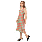 Tie-Strap Midi Dress Spring Rain and Persimmon Plaid - Scottish Squares