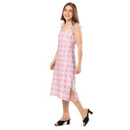 Tie-Strap Midi Dress Breast Cancer Awareness Plaid - Scottish Squares