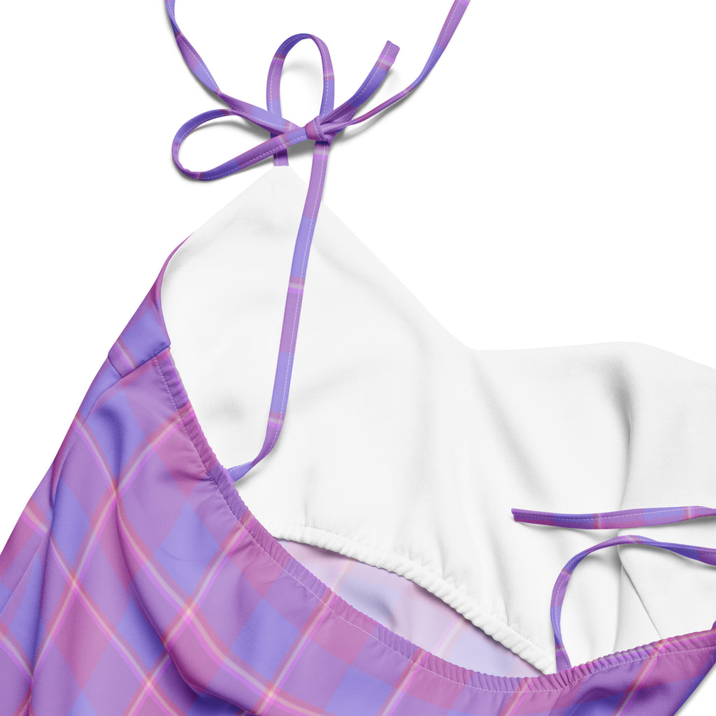 Tie-Strap Midi Dress Viola and Dull Lavender Plaid - Scottish Squares