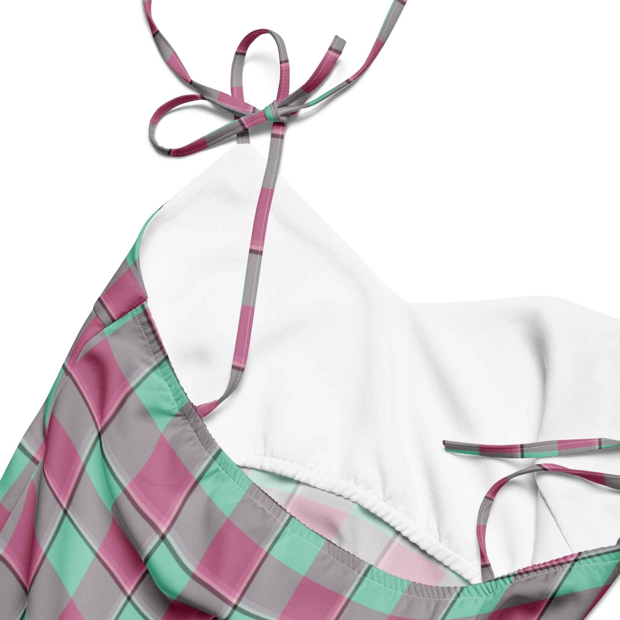 Tie-Strap Midi Dress Vista Blue and Turkish Rose Plaid - Scottish Squares