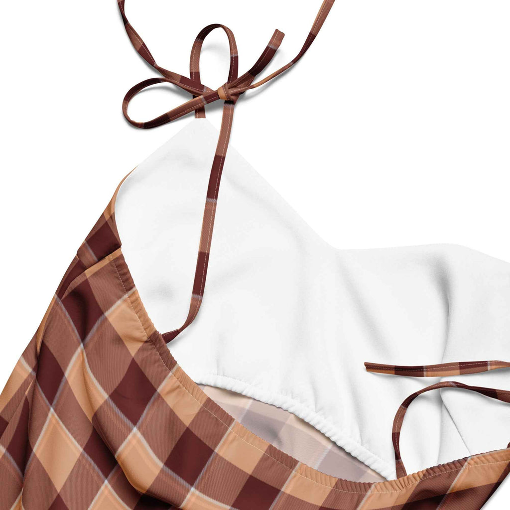 Tie-Strap Midi Dress Whiskey and Livid Brown Plaid - Scottish Squares