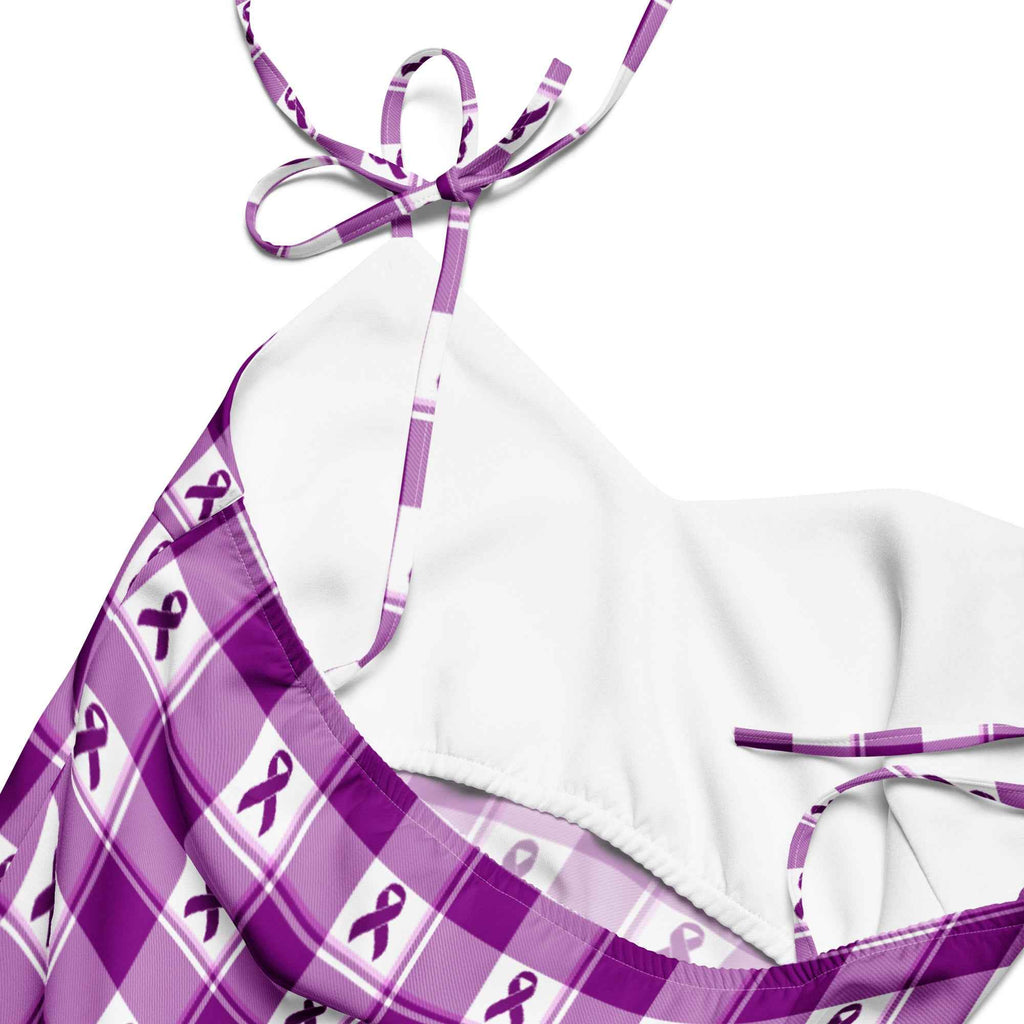 Tie-Strap Midi Dress Pancreatic Cancer Awareness Plaid - Scottish Squares