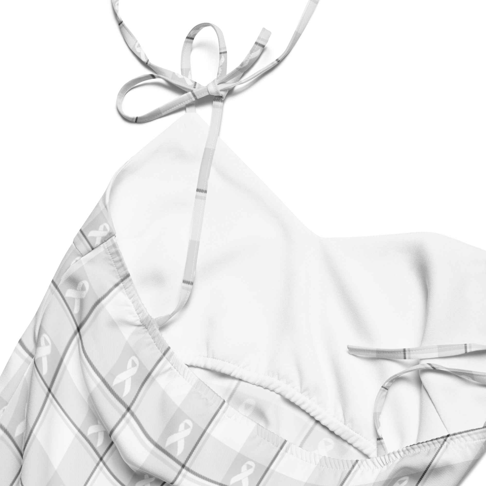 Tie-Strap Midi Dress Lung Cancer Awareness Plaid, White Ribbon, Supportive Gift - Scottish Squares