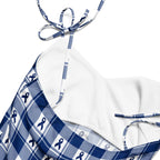 Tie-Strap Midi Dress Colorectal Cancer Awareness Plaid, Dark Blue Ribbon, Supportive Gift - Scottish Squares