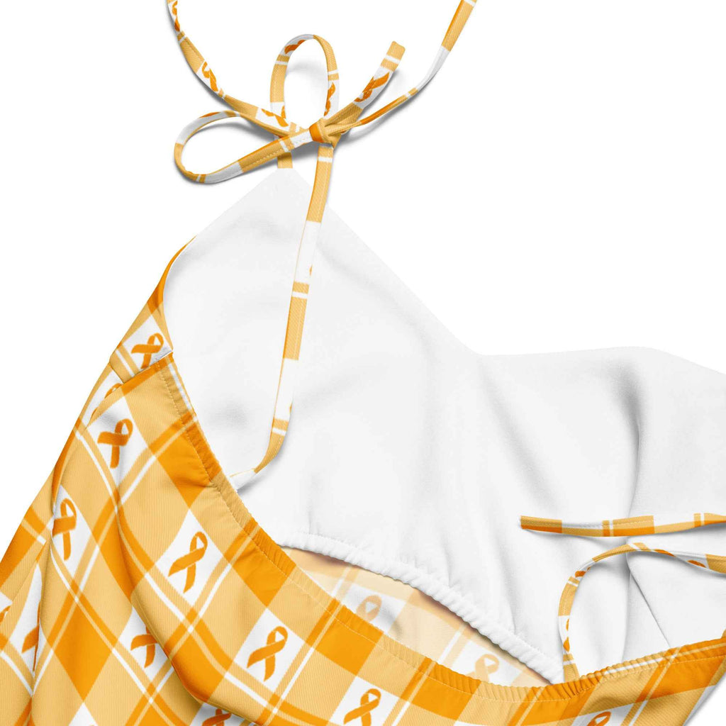 Tie-Strap Midi Dress Kidney Cancer Awareness Plaid, Orange Ribbon, Supportive Gift - Scottish Squares