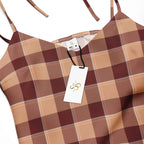 Tie-Strap Midi Dress Whiskey and Livid Brown Plaid - Scottish Squares