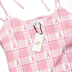Tie-Strap Midi Dress Breast Cancer Awareness Plaid - Scottish Squares