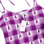 Tie-Strap Midi Dress Pancreatic Cancer Awareness Plaid - Scottish Squares