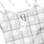 Tie-Strap Midi Dress Lung Cancer Awareness Plaid, White Ribbon, Supportive Gift - Scottish Squares