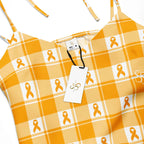 Tie-Strap Midi Dress Kidney Cancer Awareness Plaid, Orange Ribbon, Supportive Gift - Scottish Squares