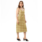 Tie-Strap Midi Dress Zombie and Copper Plaid - Scottish Squares