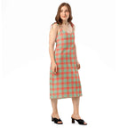 Tie-Strap Midi Dress Spring Rain and Persimmon Plaid - Scottish Squares