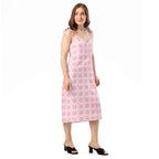 Tie-Strap Midi Dress Breast Cancer Awareness Plaid - Scottish Squares
